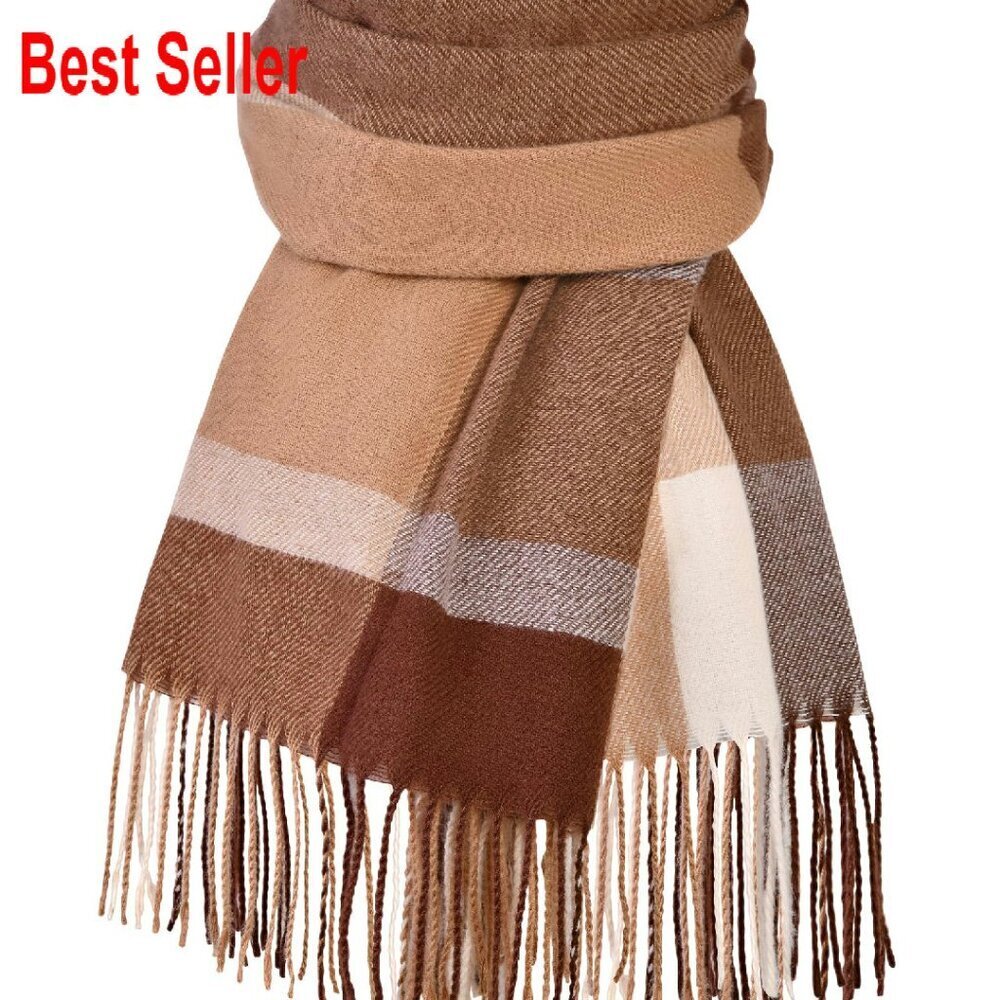 Oversized Winter Scarf Cashmere Feel Classic Tartan Plaid Chic Fashion